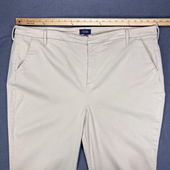 NYDJ Pants Womens Sz 20W Tan Khaki Marilyn Straight Leg Stretch Frayed Hem Ankle - Picture 11 of 16